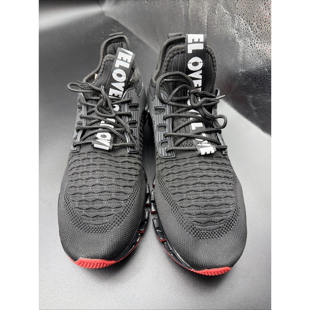 Mens Black & Red Fashion Lace Up Blade Running Shoes Size 44 US 10.5 New W/o Box